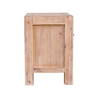 4 Pieces Bedroom Suite in Solid Wood Veneered Acacia Construction Timber Slat Single Size Oak Colour Bed, Bedside Table & Tallboy - Cosy Abode