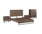 4 Pieces Bedroom Suite made in Solid Wood Acacia Veneered King Size Oak Colour 1X Bed, 2X Bedside Table & 1X Tallboy - Cosy Abode