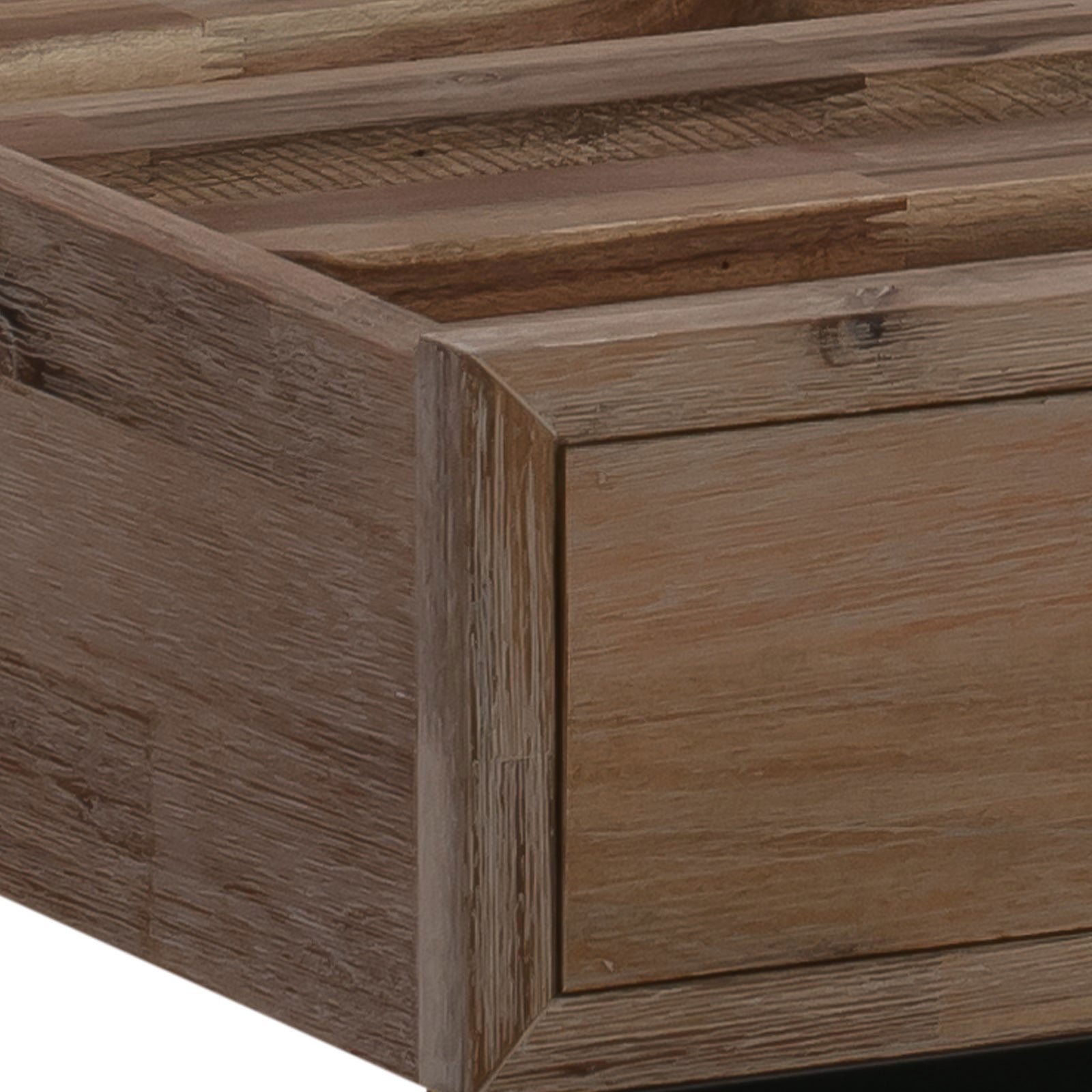 4 Pieces Bedroom Suite made in Solid Wood Acacia Veneered King Size Oak Colour 1X Bed, 2X Bedside Table & 1X Tallboy - Cosy Abode