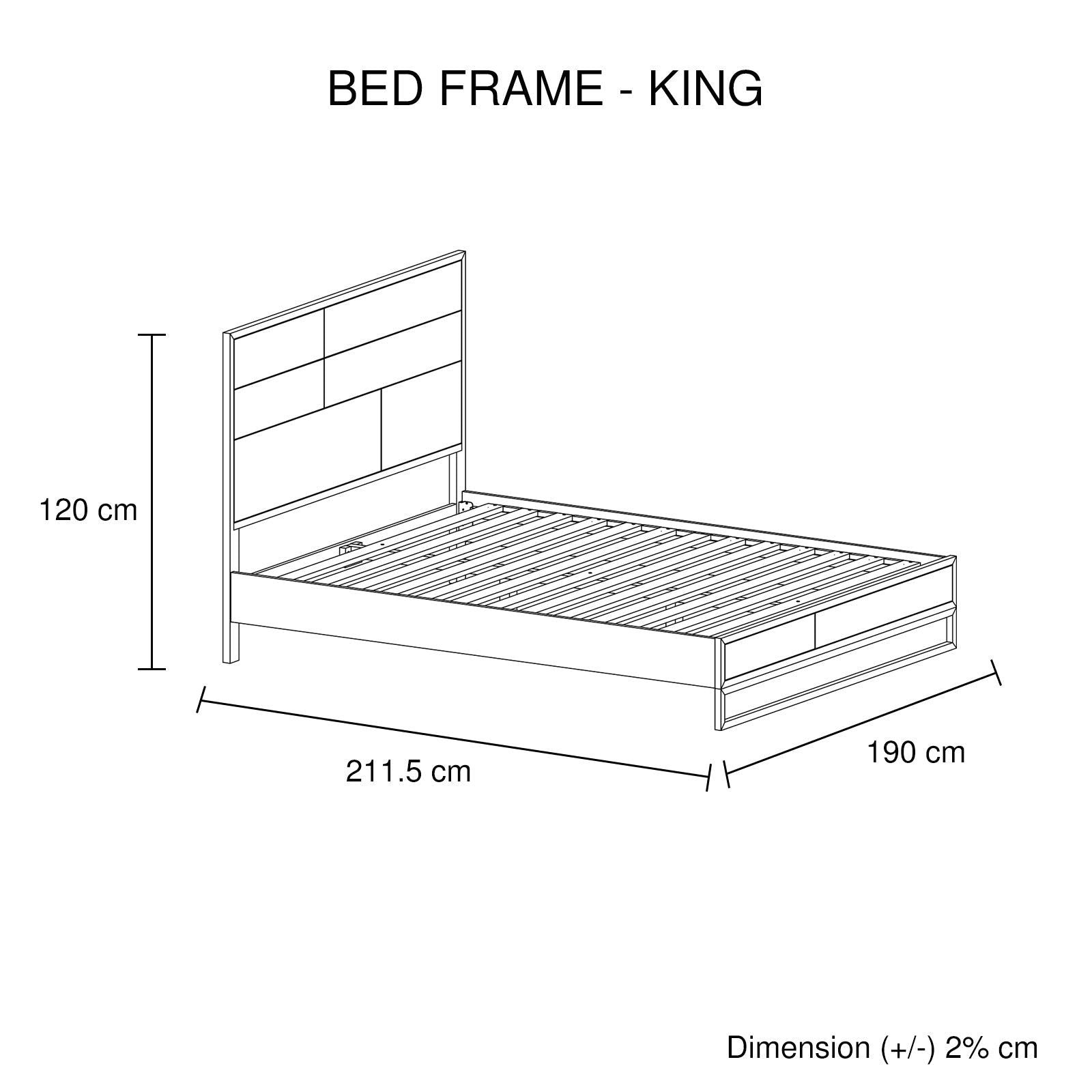 4 Pieces Bedroom Suite made in Solid Wood Acacia Veneered King Size Oak Colour Bed, Bedside Table & Dresser - Cosy Abode