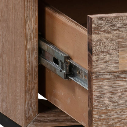 4 Pieces Bedroom Suite made in Solid Wood Acacia Veneered Queen Size Oak Colour 1XBed, 2X Bedside Table & 1XTallboy - Cosy Abode