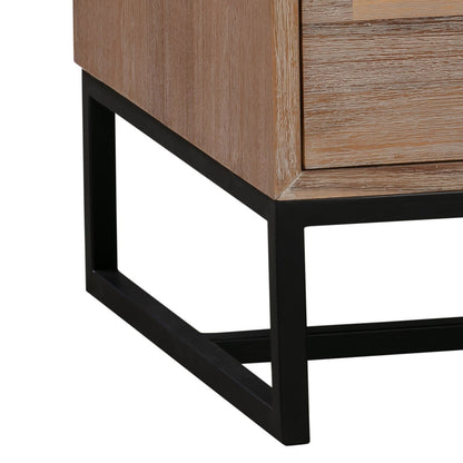 4 Pieces Bedroom Suite made in Solid Wood Acacia Veneered Queen Size Oak Colour 1XBed, 2X Bedside Table & 1XTallboy - Cosy Abode