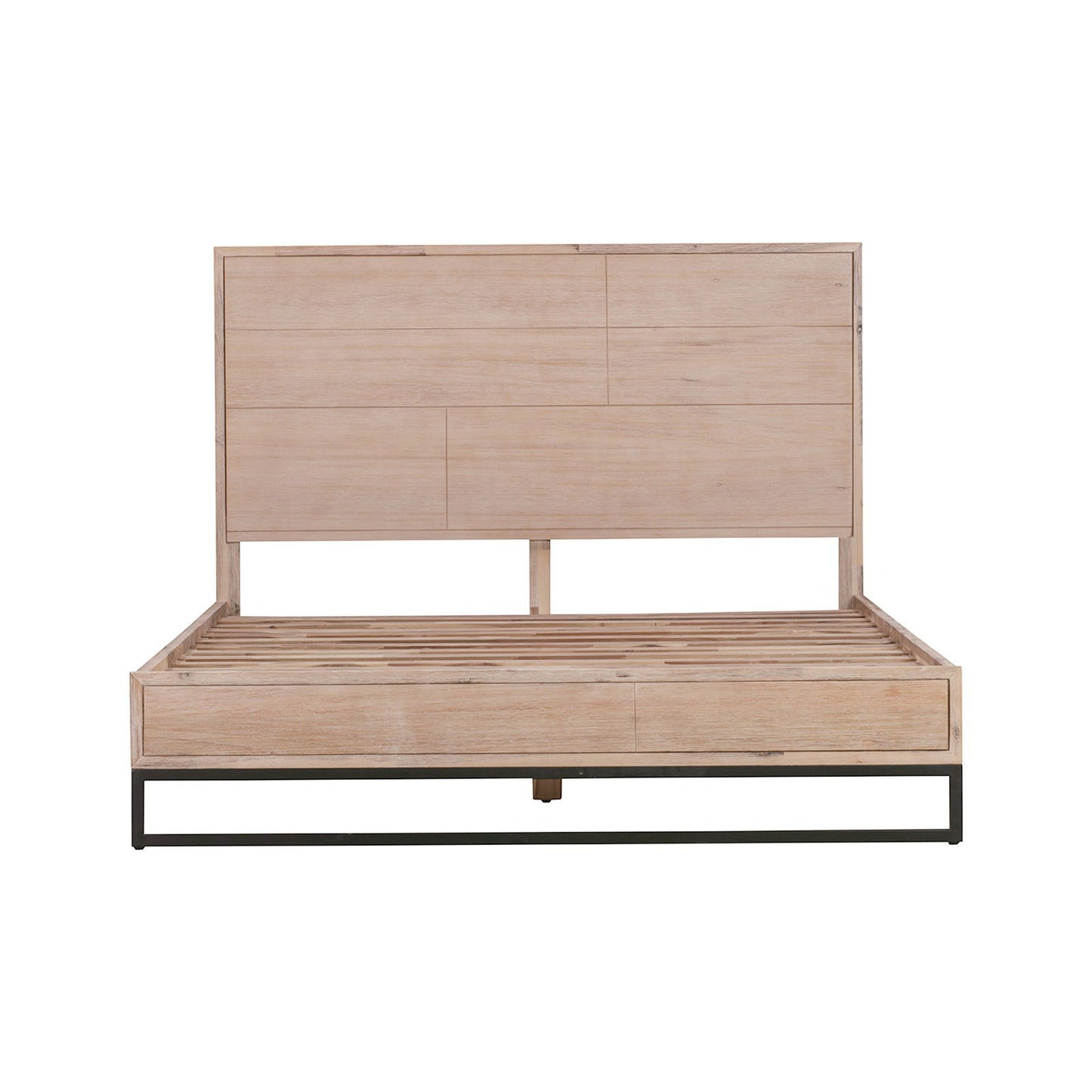 4 Pieces Bedroom Suite made in Solid Wood Acacia Veneered Queen Size Oak Colour Bed, Bedside Table & Dresser - Cosy Abode