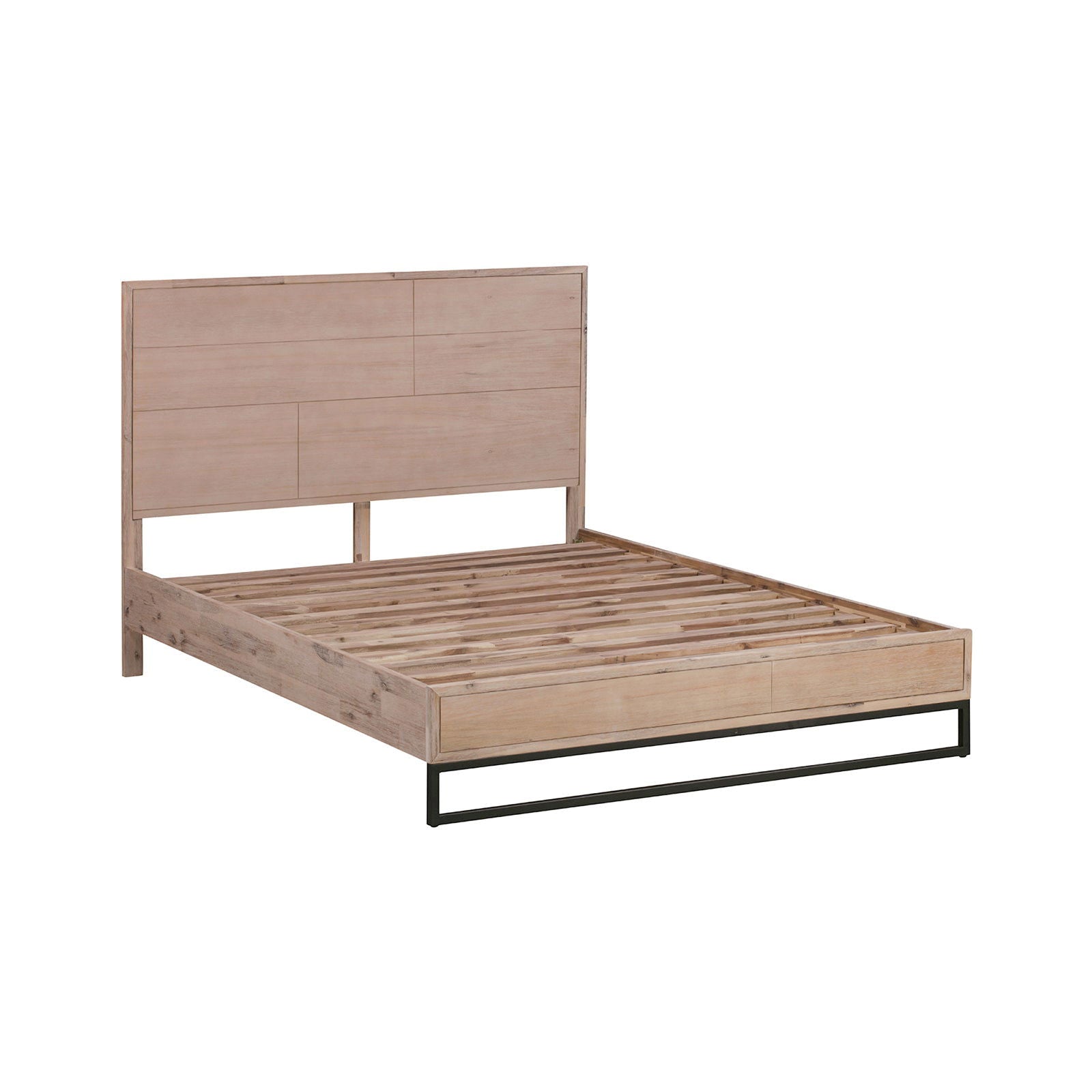4 Pieces Bedroom Suite made in Solid Wood Acacia Veneered Queen Size Oak Colour Bed, Bedside Table & Dresser - Cosy Abode