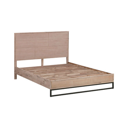 4 Pieces Bedroom Suite made in Solid Wood Acacia Veneered Queen Size Oak Colour Bed, Bedside Table & Dresser - Cosy Abode