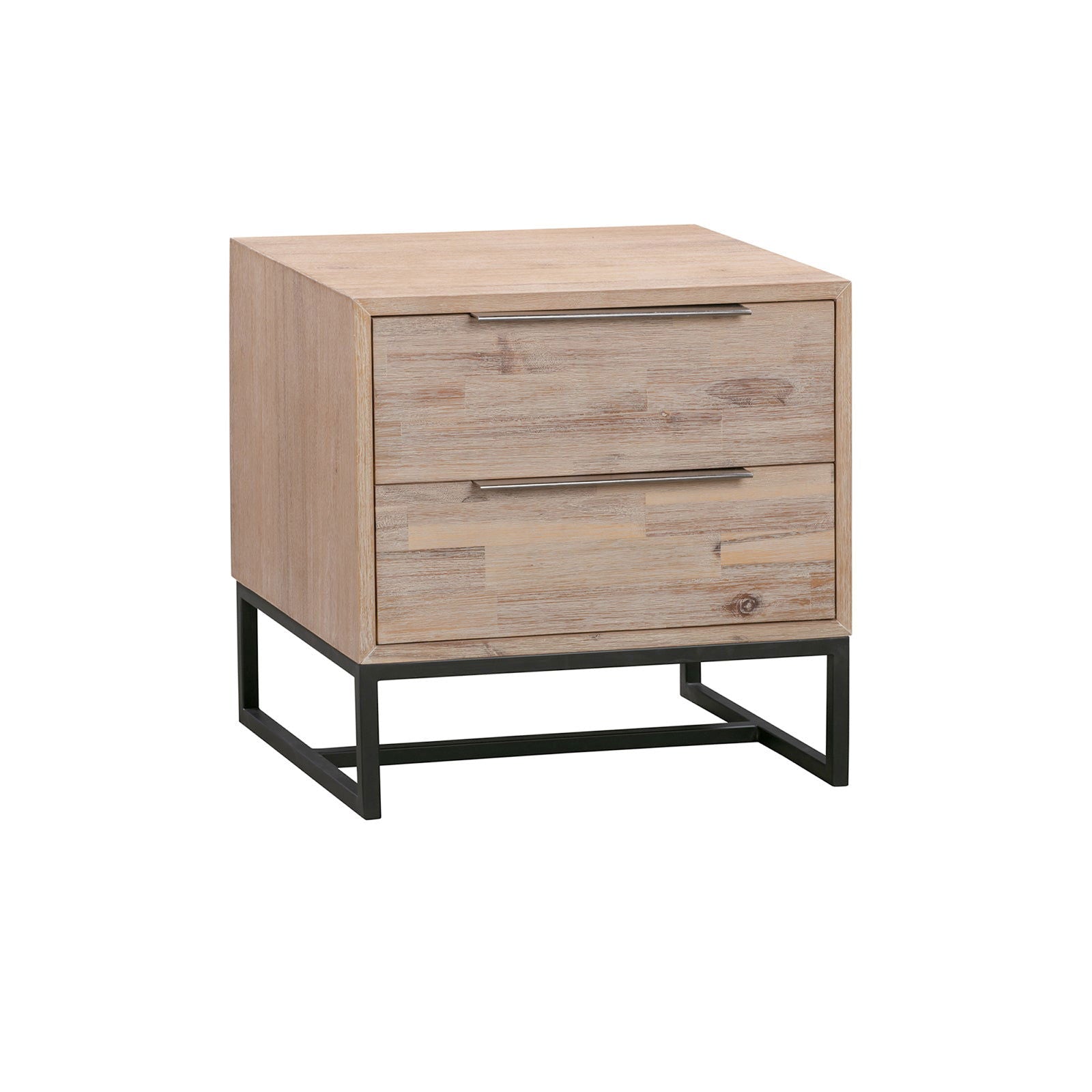 4 Pieces Bedroom Suite made in Solid Wood Acacia Veneered Queen Size Oak Colour Bed, Bedside Table & Dresser - Cosy Abode