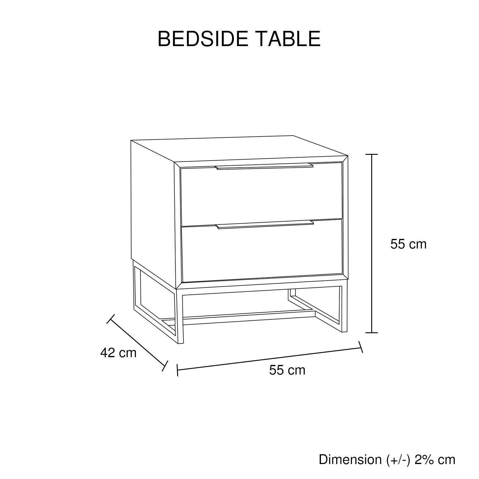 4 Pieces Bedroom Suite made in Solid Wood Acacia Veneered Queen Size Oak Colour Bed, Bedside Table & Dresser - Cosy Abode