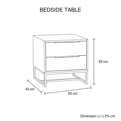 4 Pieces Bedroom Suite made in Solid Wood Acacia Veneered Queen Size Oak Colour Bed, Bedside Table & Dresser - Cosy Abode