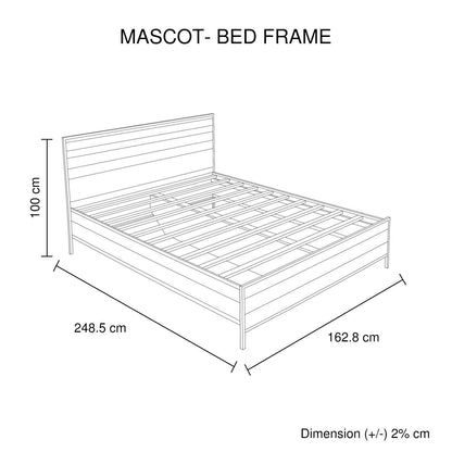4 Pieces Bedroom Suite with Particle Board Contraction and Metal Legs Queen Size Oak Colour Bed, Bedside Table & Tallboy - Cosy Abode