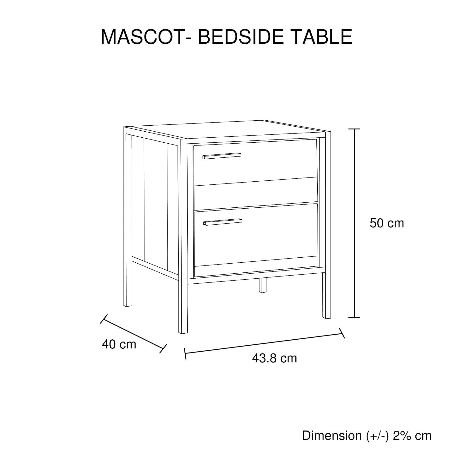 4 Pieces Bedroom Suite with Particle Board Contraction and Metal Legs Queen Size Oak Colour Bed, Bedside Table & Tallboy - Cosy Abode