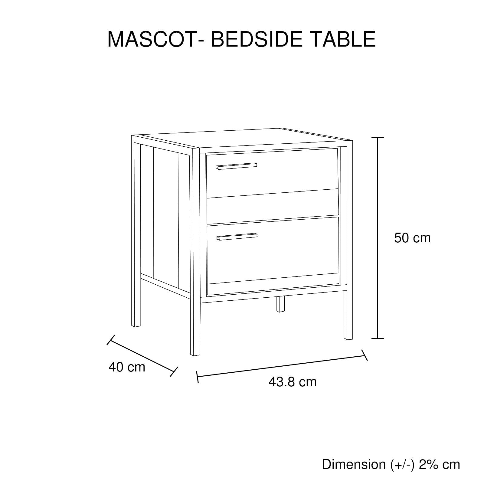 4 Pieces Bedroom Suite with Particle Board Contraction and Metal Legs Queen Size Oak Colour Bed, Bedside Table & Tallboy - Cosy Abode