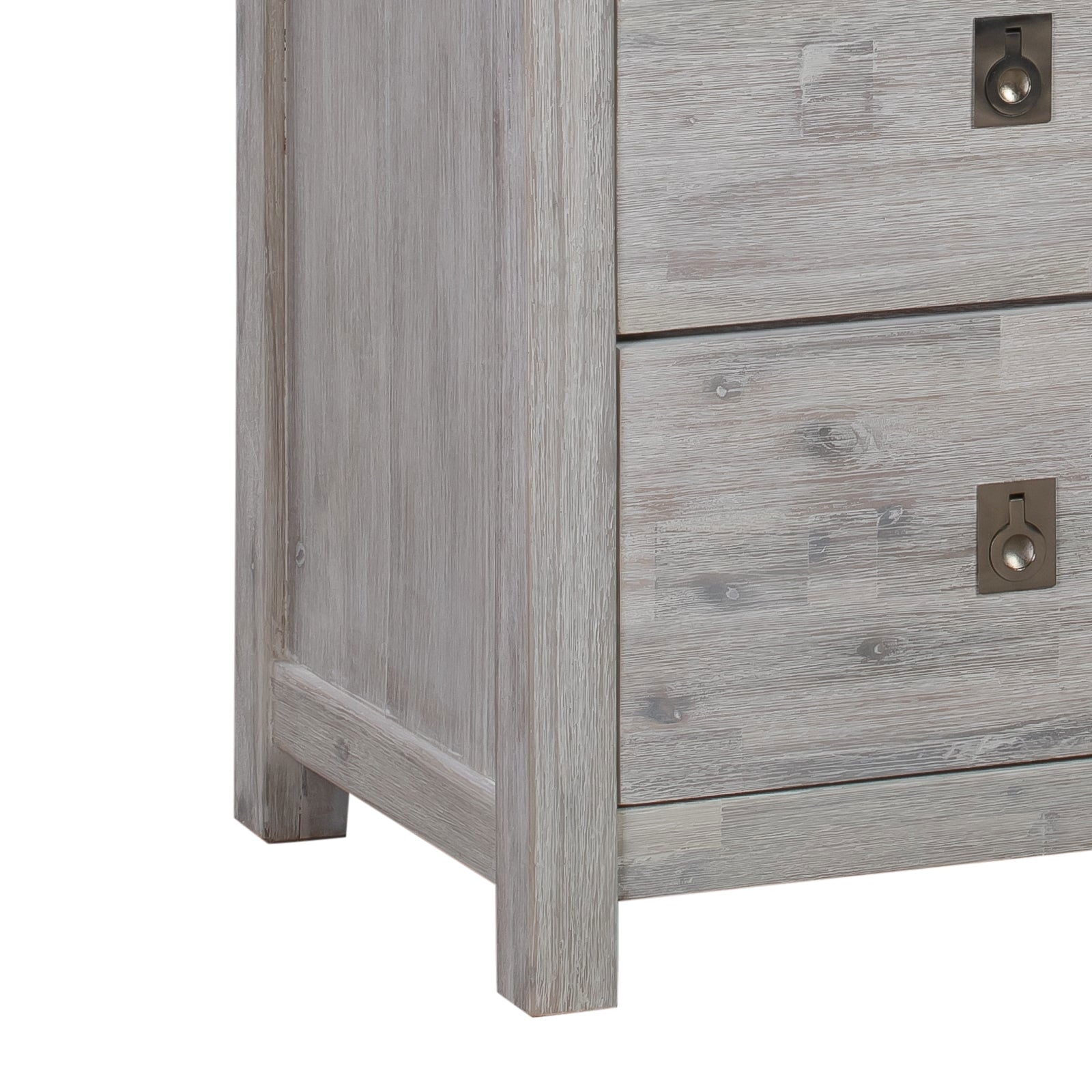 4 Pieces Bedroom Suite with Solid Acacia Wood Veneered Construction in King Size White Ash Colour Bed, Bedside Table & Tallboy - Cosy Abode