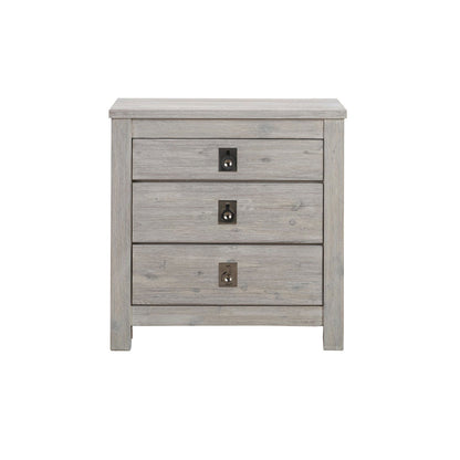 4 Pieces Bedroom Suite with Solid Acacia Wood Veneered Construction in Queen Size White Ash Colour Bed, Bedside Table & Dresser - Cosy Abode