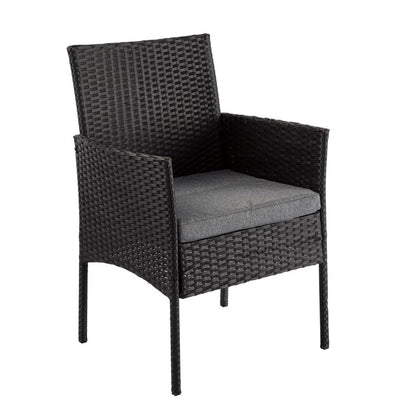 4 Seater Wicker Outdoor Lounge Set - Black - Cosy Abode