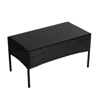 4 Seater Wicker Outdoor Lounge Set - Black - Cosy Abode
