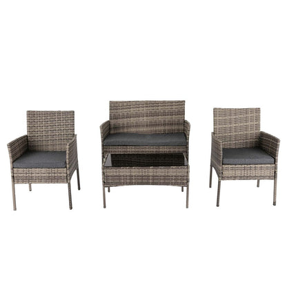 4 Seater Wicker Outdoor Lounge Set - Mixed Grey - Cosy Abode