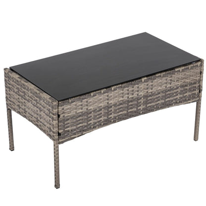 4 Seater Wicker Outdoor Lounge Set - Mixed Grey - Cosy Abode