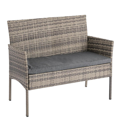 4 Seater Wicker Outdoor Lounge Set - Mixed Grey - Cosy Abode