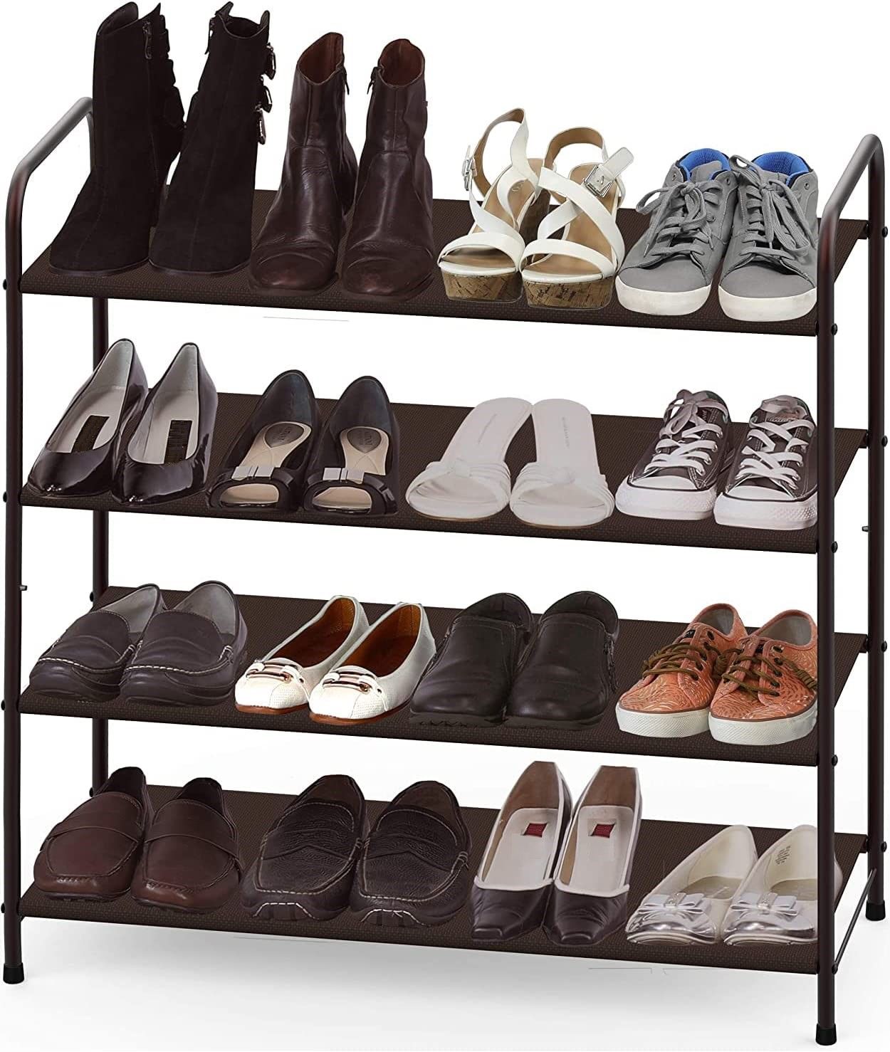 4 Tier Metal Shoe Rack Storage Organiser for Entryway and Bedroom - Cosy Abode