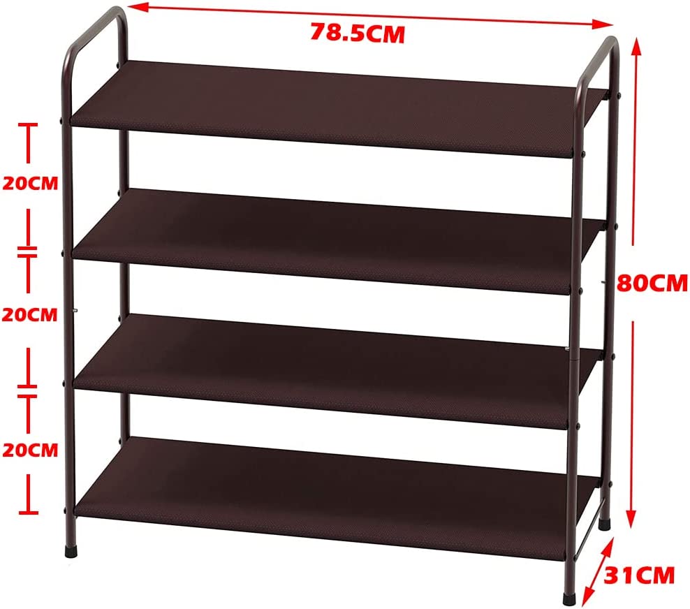 4 Tier Metal Shoe Rack Storage Organiser for Entryway and Bedroom - Cosy Abode