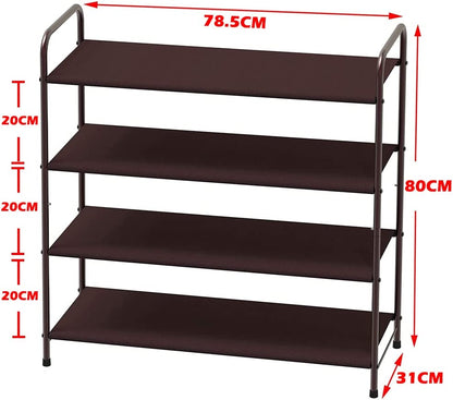 4 Tier Metal Shoe Rack Storage Organiser for Entryway and Bedroom - Cosy Abode