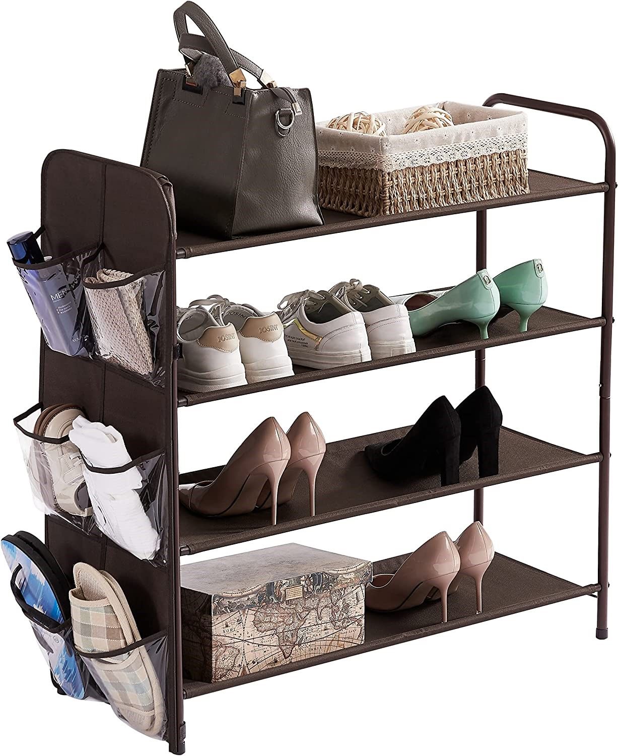 4 Tier Metal Shoe Rack Storage Organiser for Entryway and Bedroom - Cosy Abode