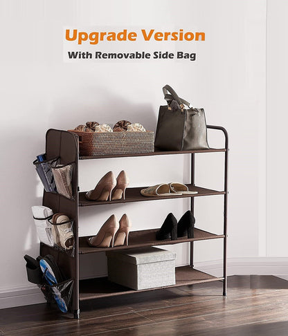 4 Tier Metal Shoe Rack Storage Organiser for Entryway and Bedroom - Cosy Abode