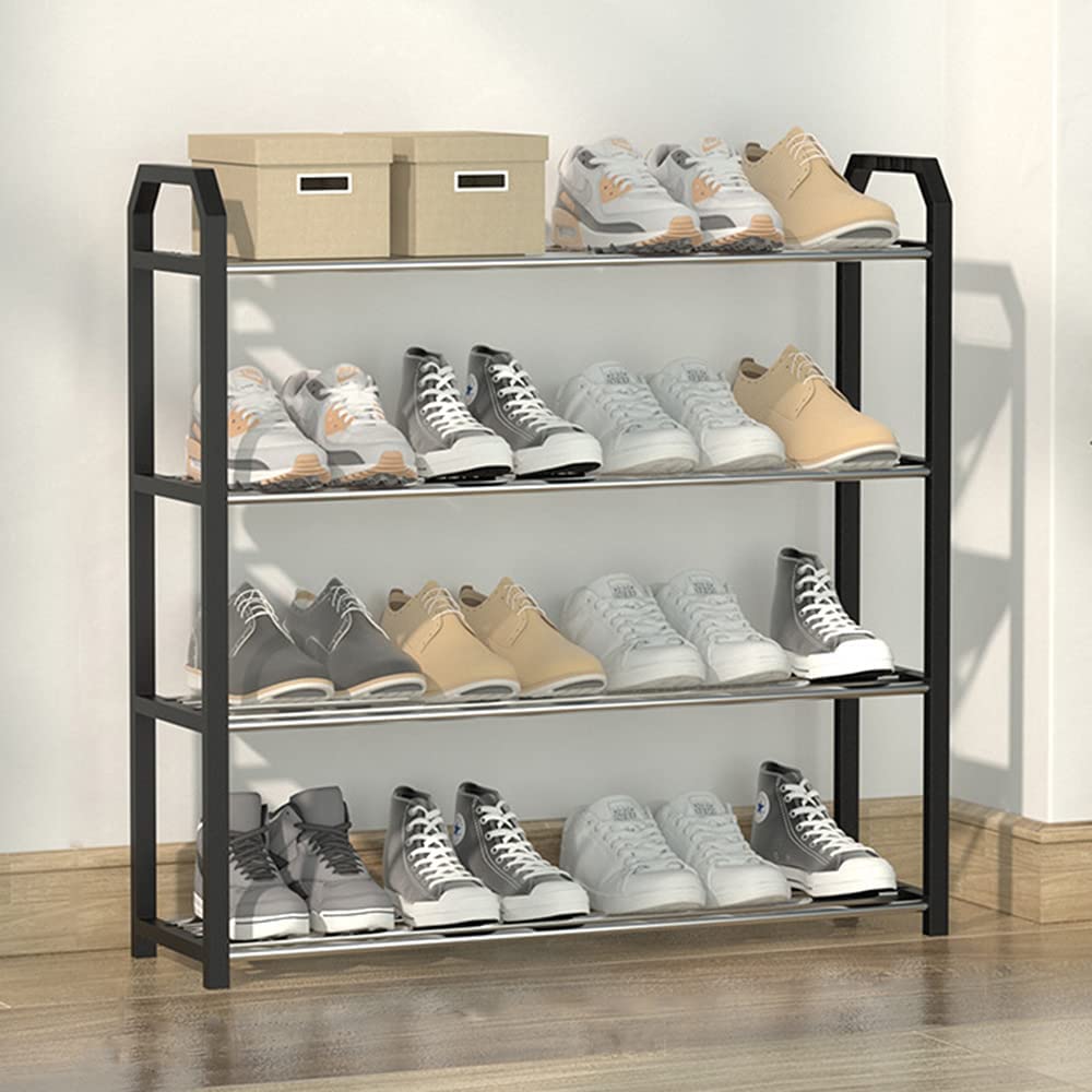 4 tier Shoe Rack Storage Organiser (Black) - Cosy Abode