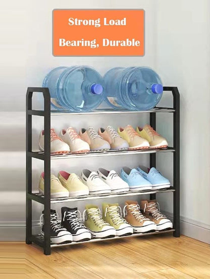 4 tier Shoe Rack Storage Organiser (Black) - Cosy Abode