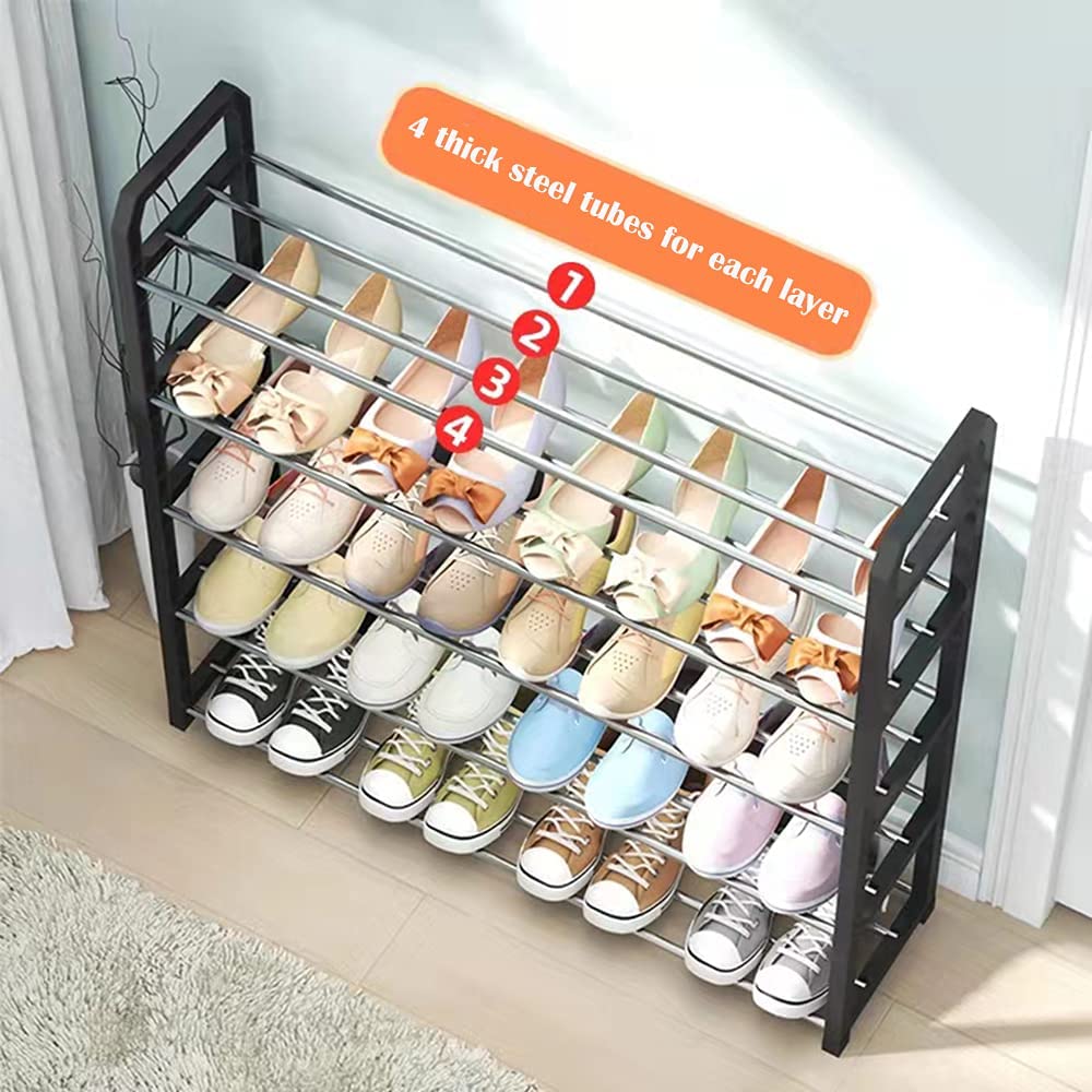 4 tier Shoe Rack Storage Organiser (Black) - Cosy Abode