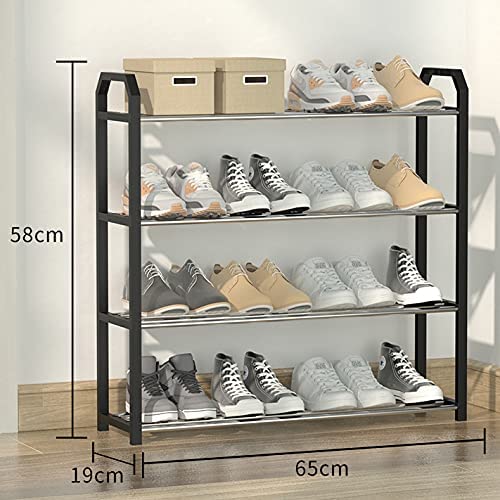 4 tier Shoe Rack Storage Organiser (Black) - Cosy Abode