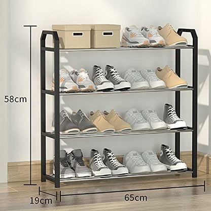 4 tier Shoe Rack Storage Organiser (Black) - Cosy Abode