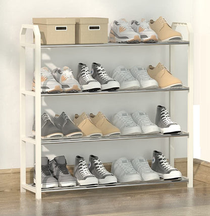 4 tier Shoe Rack Storage Organiser (White) - Cosy Abode