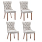 4x AADEN Modern Elegant Button-Tufted Upholstered Fabric with Studs Trim and Wooden legs Dining Side Chair-Beige - Cosy Abode