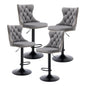 4x Height Adjustable Swivel Bar Stool Velvet Nailhead Barstool with Footrest - Cosy Abode