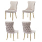 4x Velvet Upholstered Dining Chairs Tufted Wingback Side Chair with Studs Trim Solid Wood Legs for Kitchen - Cosy Abode