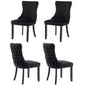 4x Velvet Upholstered Dining Chairs Tufted Wingback Side Chair with Studs Trim Solid Wood Legs for Kitchen - Cosy Abode
