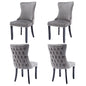 4x Velvet Upholstered Dining Chairs Tufted Wingback Side Chair with Studs Trim Solid Wood Legs for Kitchen - Cosy Abode