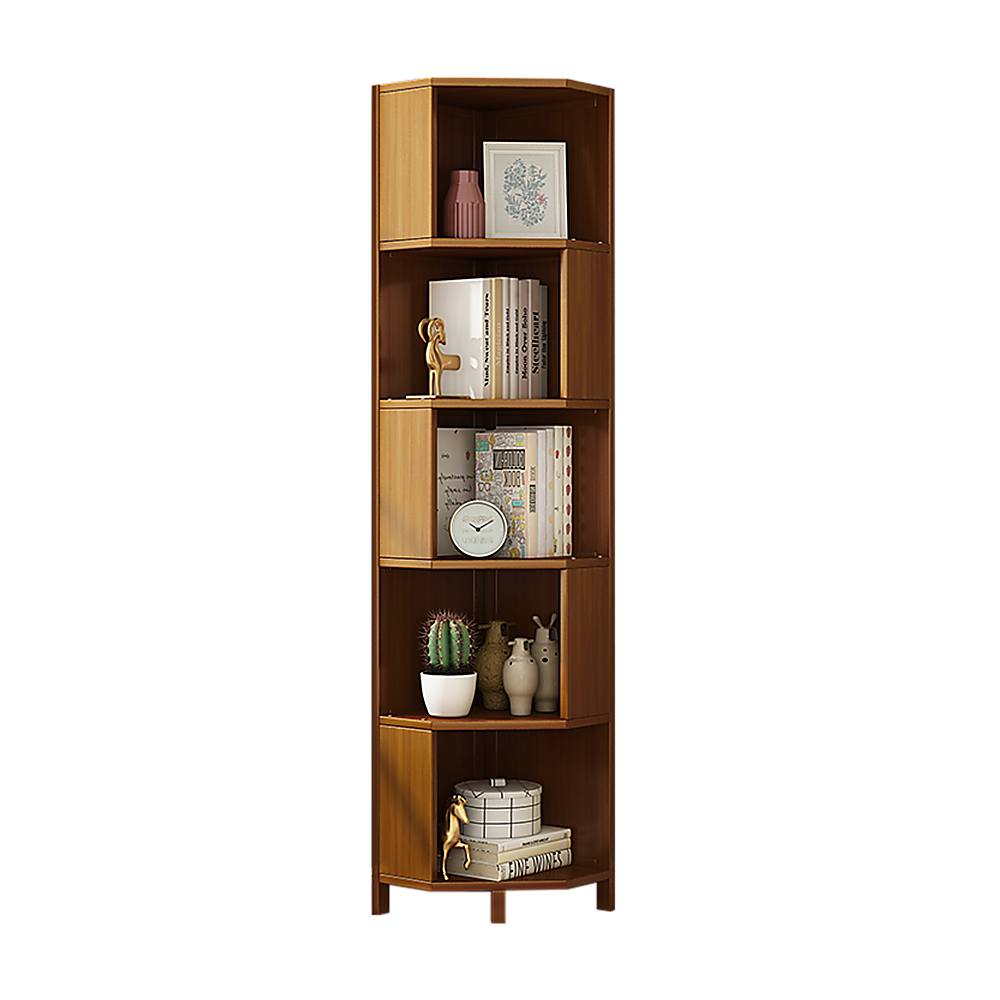 5-Shelf Corner Bookcase Industrial Bookshelf Display Storage Stand - Cosy Abode