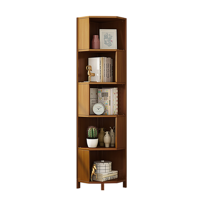 5-Shelf Corner Bookcase Industrial Bookshelf Display Storage Stand - Cosy Abode