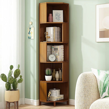 5-Shelf Corner Bookcase Industrial Bookshelf Display Storage Stand - Cosy Abode