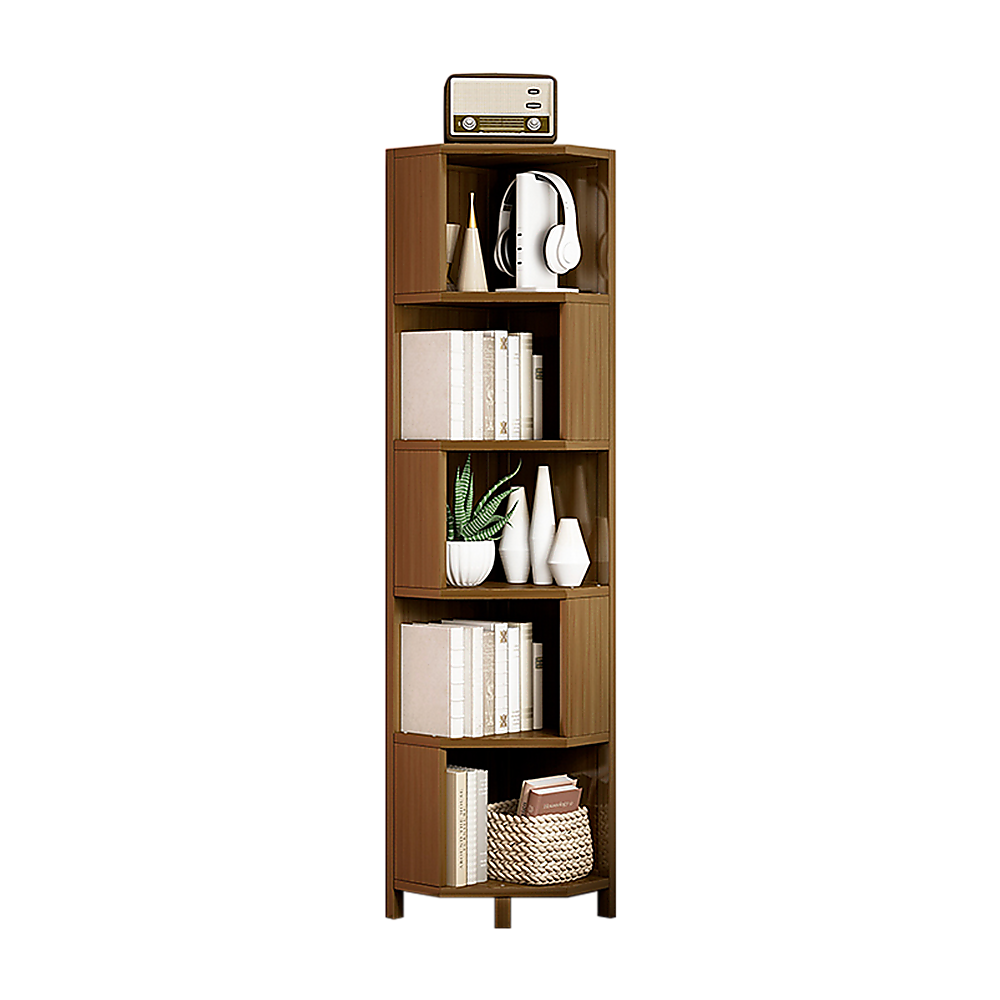 5-Shelf Corner Bookcase Industrial Bookshelf Display Storage Stand - Cosy Abode