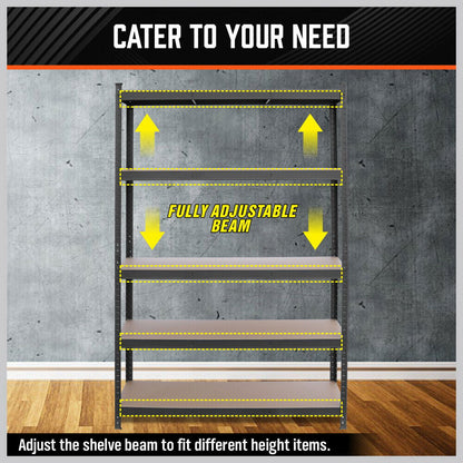 5-Tier Garage Shelving Warehouse Rack 1.8M x 1.2M Racking Storage shelves 1000Kg - Cosy Abode