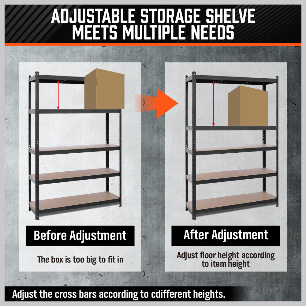 5-Tier Garage Shelving Warehouse Rack 1.8M x 1.2M Racking Storage shelves 1000Kg - Cosy Abode