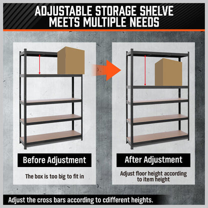 5-Tier Garage Shelving Warehouse Rack 1.8M x 1.2M Racking Storage shelves 1000Kg - Cosy Abode