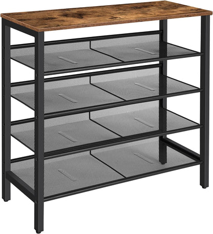 5-Tier Shoe Rack, Industrial Shoe Organizer Storage Bench - Cosy Abode