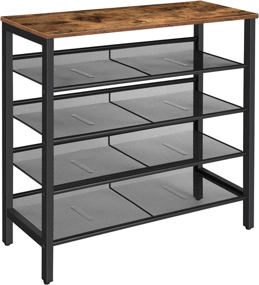 5-Tier Shoe Rack, Industrial Shoe Organizer Storage Bench - Cosy Abode