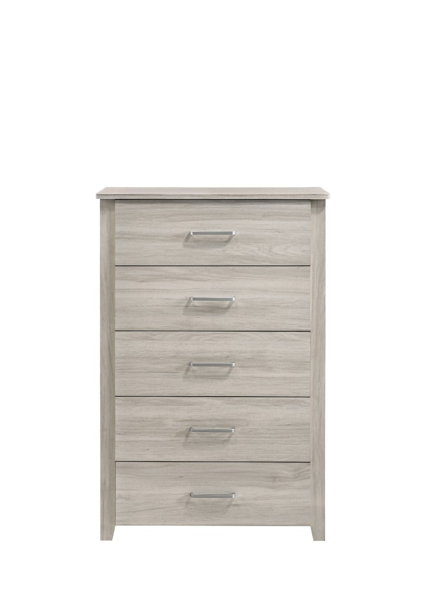5 Chest Of Drawers Tallboy In White Oak - Cosy Abode
