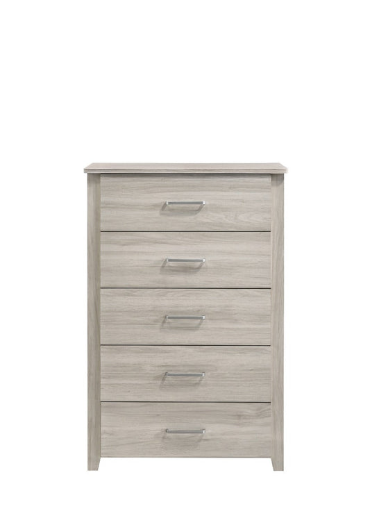 5 Chest Of Drawers Tallboy In White Oak - Cosy Abode