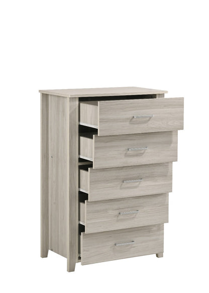 5 Chest Of Drawers Tallboy In White Oak - Cosy Abode